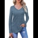 thumbnail image 3 of Camisa de Larga con Cuello en V para Mujer, Túnica de Otoño, Suéter Informal Elegante, Ropa y . Azul L, 3 of 9