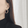 thumbnail image 4 of Lea Moda Gold Hoop Earrings, 18K Gold Plated Twisted Hoop Earrings for Women (30mm), 4 of 5