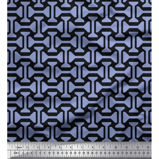 Soimoi Satin Silk Fabric Geometric Abstract Print Fabric by Yard 42 Inch Wide