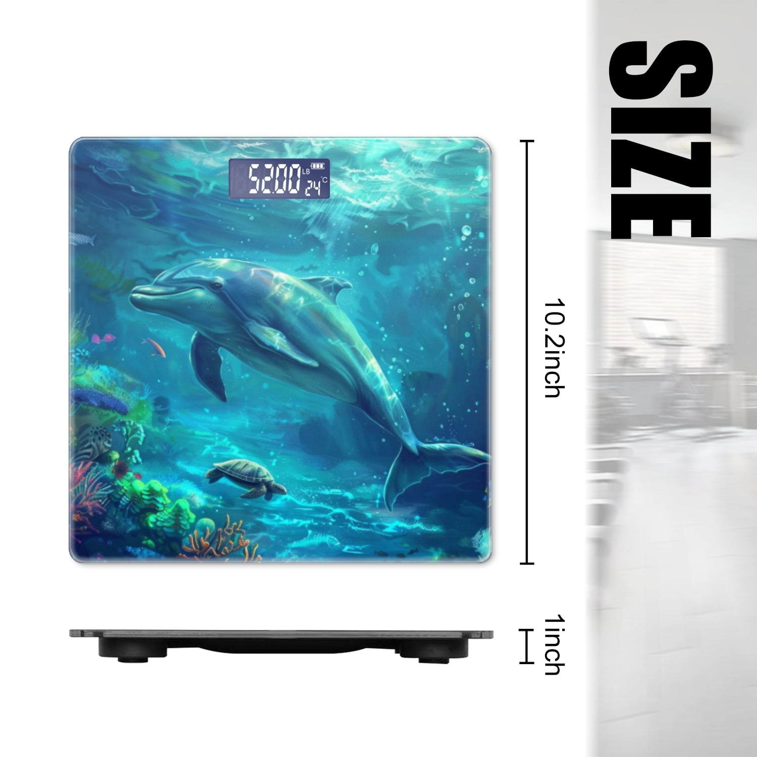 Bathroom Scale, Highly Accurate Digital Body Scale,Precisely Measures Weight up to 400 lbs-Majestic Dolphin Gracefully Glides