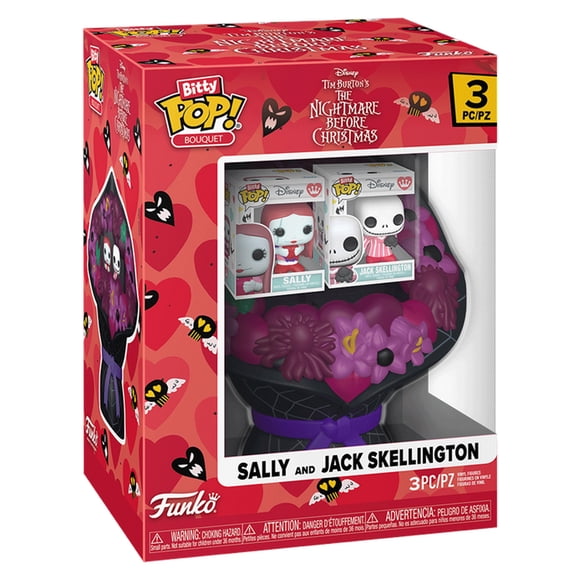 Figura Coleccionable Funko Bitty Pop Bouquet Disney Mundo de Jack San Valentin Jack y Sally 3 Piezas