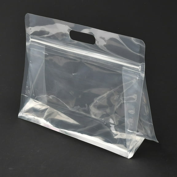 50pcs Transparent Plastic Zip Lock bag Plastic Stand up Pouch Resealable Bags with Handle Clear 17x24x0.05cm Plastic
