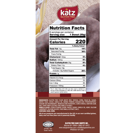 Katz Gluten Free Donuts - 4 | Gluten Free, Dairy Free, Nut Free, Soy Free, Kosher | 7 Pack