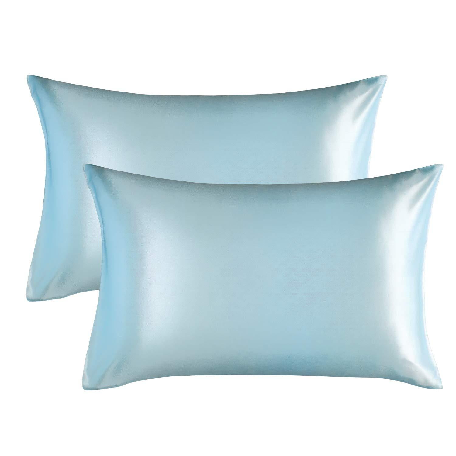 Satin Pillowcase Set of 2 Light Blue Silk Pillow Cases for Hair and Skin 20x26 inches Satin Pillow Covers 2 Pack with Envelope Closure Satin Pillowcase Set of 2 Light Blue Silk Pillow Cases for Hair and Skin 20x26 inches Satin Pillow Covers 2 Pack with Envelope Closure