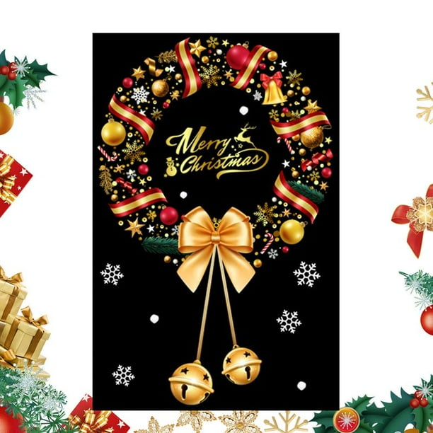 Calcomanías navideñas para ventanas, calcomanías de vidrio para ventanas, calcomanías de invierno, calcomanías de adsorción estática con patrón de corona, calcomanías navideñas para ventanas