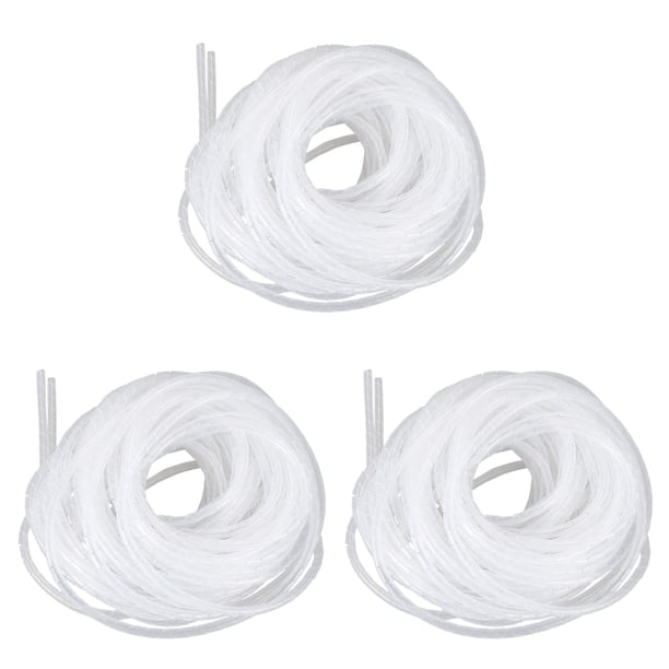 3X Cable Organizador de Cables Gerente Espiral Wrap Band 6mm Dia 15M Longitud Blanco