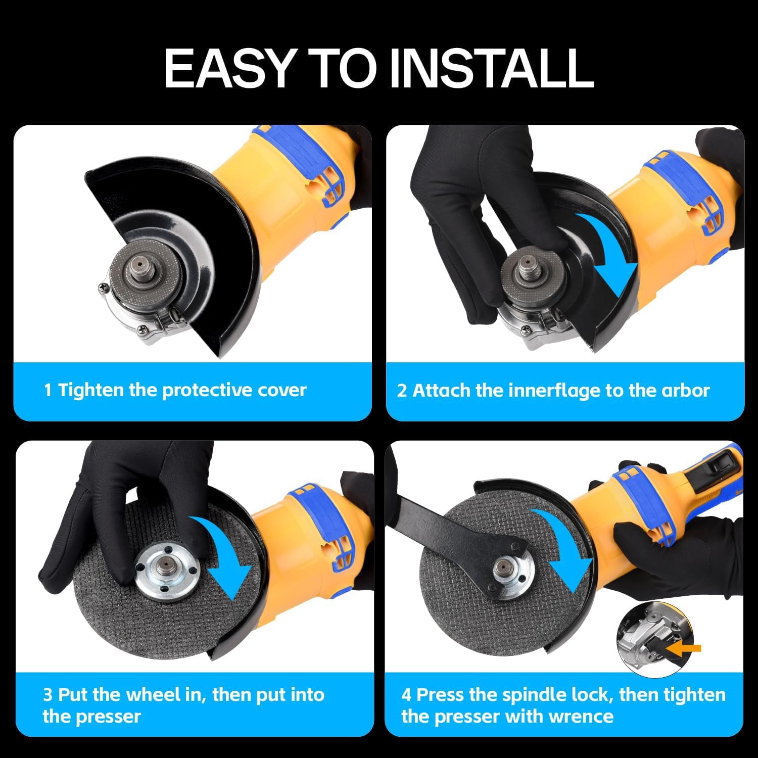 Angle Grinder Compatible with Dewalt 20V Max Battery,Cordless Grinder,4-1/2" Blades Brushless Grinder for Cutting, Griding & Polishing,Battery Powered Angle Grinder(10000RPM,NO Battery & Wheels)