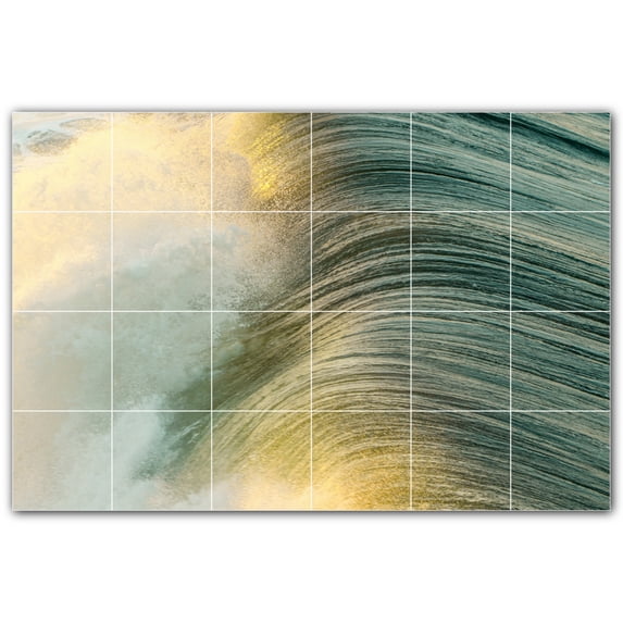 Picture-Tiles.com: Waves Ceramic Tile Wall Mural WAL501160-64S. 25.5"W x 17"H using (24) 4.25" x 4.25" Ceramic Tiles-Satin Finish