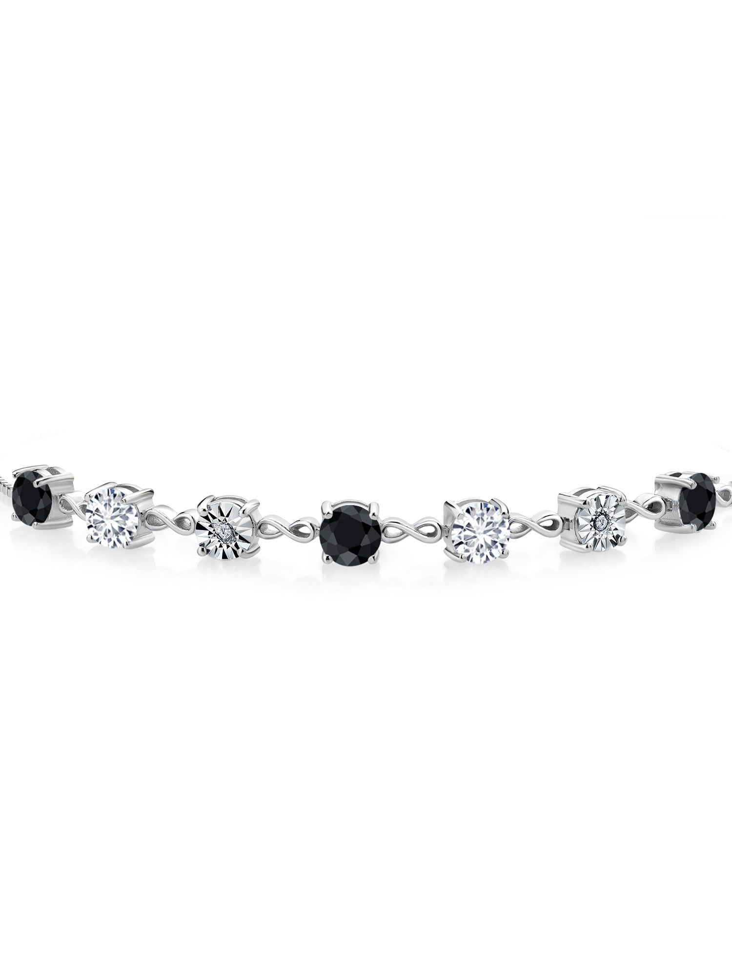Oval Black Sapphire and Diamond Accent Bracelet in Sterling Silver |  Peoples Jewellers