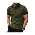 thumbnail image 2 of KLHDSF Men's Polo Shirts Short Sleeve Cotton Pique Classic Shirts Soft, Lightweight, Breathable, Moisture Wicking, Casual, Work, Golf, Summer, Daily Wear Army Green L, 2 of 4