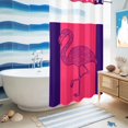 thumbnail image 5 of No Hook Shower Curtain with Built-in Rings - Retro Washable Waterproof Fabric Bathroom Curtains for Hotel,Rentals, Stall 36 X 78 Inch , Flamingo Pattern Dark Pink Midnight Blue, 5 of 9