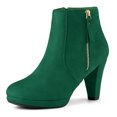 thumbnail image 1 of Unique Bargains Women's Side Zip Low Platform Block Heel Ankle Booties, 1 of 6