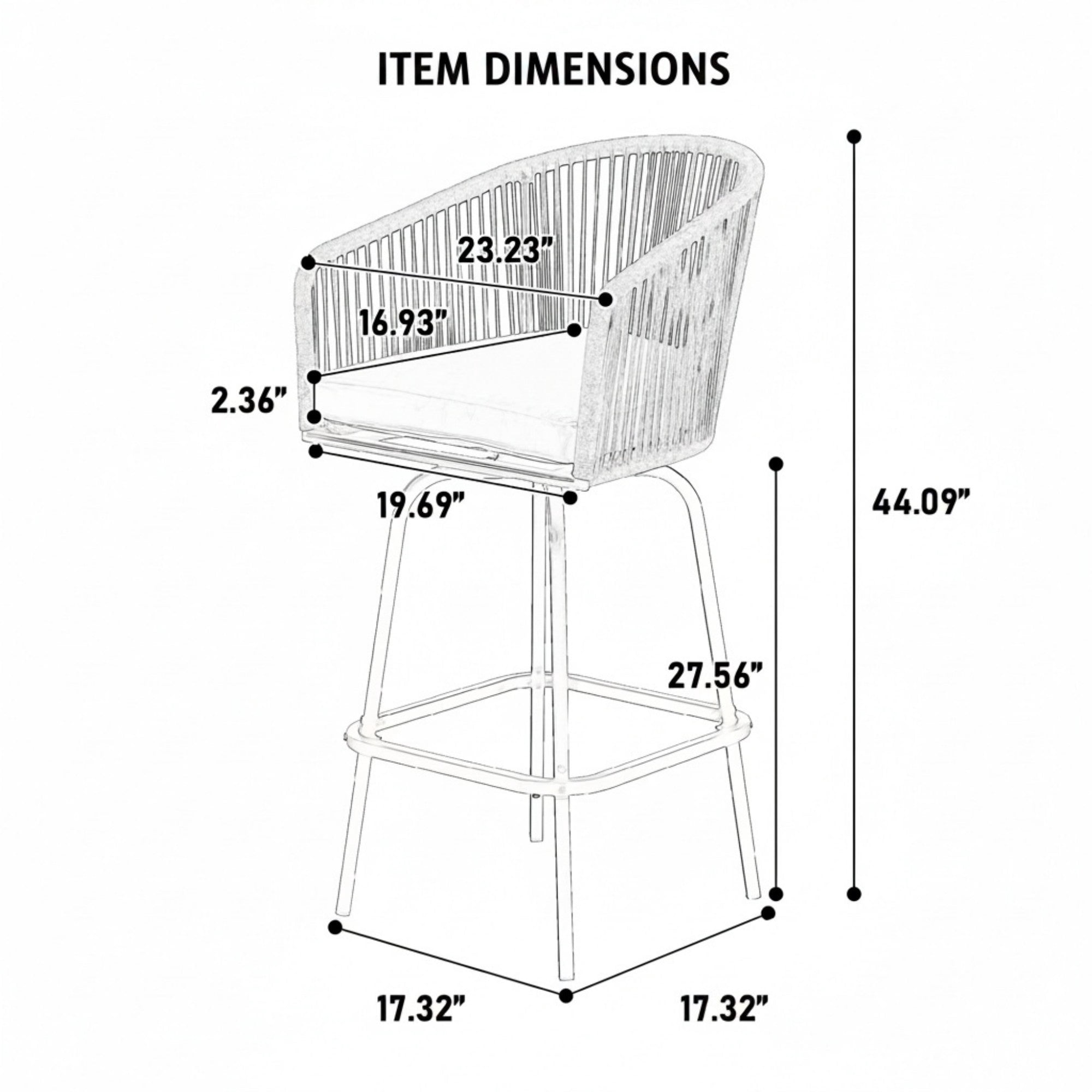 Sailvan Outdoor Bar Stools All-Weather Wicker Patio Bar Chairs with Armrests and Footrest,Blue