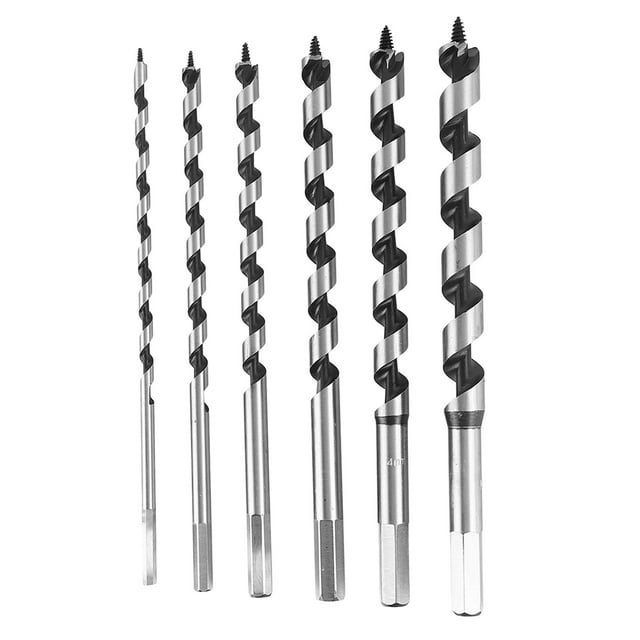 Auger Drill Bit, Wear Resistant 6PCS Iron Hex Shank Neat Drilling Auger Drill Bit Set for Processing Plant