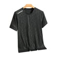 thumbnail image 2 of Xioeram Summer Men Top Ice Silk Quick-drying Short Sleeves Plus Size O Neck Loose Solid Color Thin High Elastic Casual Pullover Daily Sport T-shirt, 2 of 7