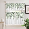 thumbnail image 6 of Eucalyptus Leaves Curtain Valances Set Sage Green Plant Kitchen Curtains 24&nbsp;inch Length Rod Pocket Valance and Tiers 3 Piece Set Small Bedroom Bathroom Laundry Decor, 6 of 9