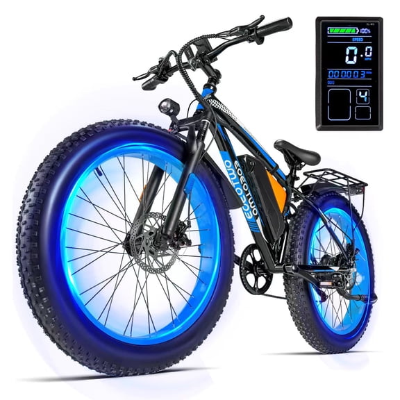 EOEOTWO 26" x 4.0 Fat Tire Electric Bike for Adults, Powerful Motor, 48V 20Ah Removable Battery, Long Range 7-Speed Mountain E-Bike for Off-Road, UL2849