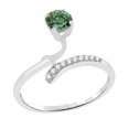 thumbnail image 2 of Sterling Silver with Genuine Green Diamond and White Topaz Bypass Ring, 2 of 3