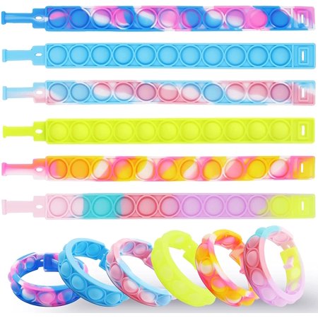 Steemjoey Set De 24 Bracelets Pop It – Silicone 22,5 Cm – Ajustables – Anti-Stress – Cadeau Enfant/Adulte – Multicolore