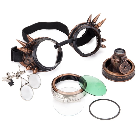 LELINTA Vintage Kaleidoscope Glasses Rave Crystal Prism Steam puLELINTA Goggle Fashion Halloween Eyewear with Double Ocular Loupe and Rivet