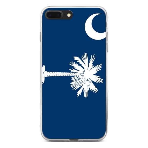 DistinctInk Clear Shockproof Hybrid Case for iPhone 7 PLUS / 8 PLUS (5.5" Screen) - TPU Bumper, Acrylic Back, Tempered Glass Screen Protector - South Carolina State Flag - US State Flag
