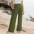thumbnail image 2 of Sweatpants for Girls Summer Kids Girls Boho Wide Leg High Waist Linen Palazzo Pants Child Solid Casual Beach Pants Toddler Sweatpants Green 4 Years-5 Years, 2 of 5