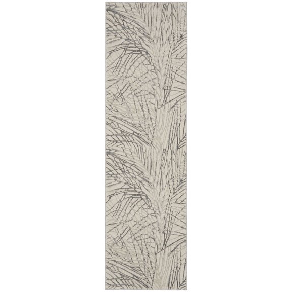 Nourison Rustic Textures Abstract Ivory/Grey 2'2" x 7'6" Area Rug, (2x8)