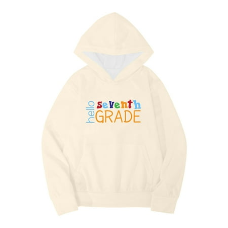 

Toddler Girls Sweatshirts Kids Boys Fall Winter School Season Seventh Grade Letter Printed Long Sleeve Hoodie Warm Cute Pullover Tops Clothes for Girls Size 3-4T