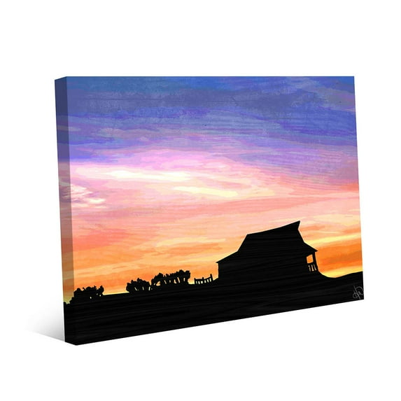 House Against Dawn Sky | 16" x 20" Canvas Wall Art