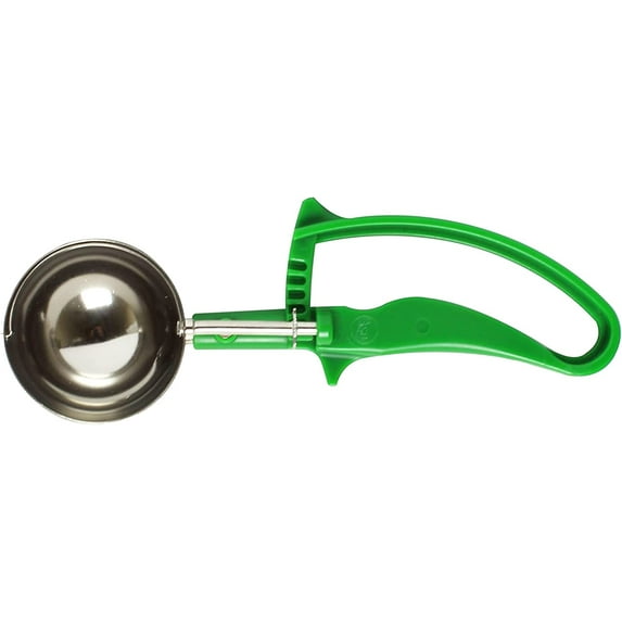 Truecraftware – 2 2/3 oz. Stainless Steel Disher, Size 12, Easy Grip Handle, Green, Ice Cream Scoops