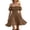 Brown, variant on Women's Off Shoulder Spaghetti Strap Tiered Ruffle Mini Dress, Puff Sleeve Smocked Waist Summer Dress for Beach Vacation, Party & Date Night Brown,M