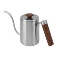 thumbnail image 3 of 600 Ml Versez Sur la Bouilloire à Café En Acier Inoxydable 304 Col De Cygne Bec étroit Bouilloire à Café Avec Manche En Bois(砂光色), 3 of 14