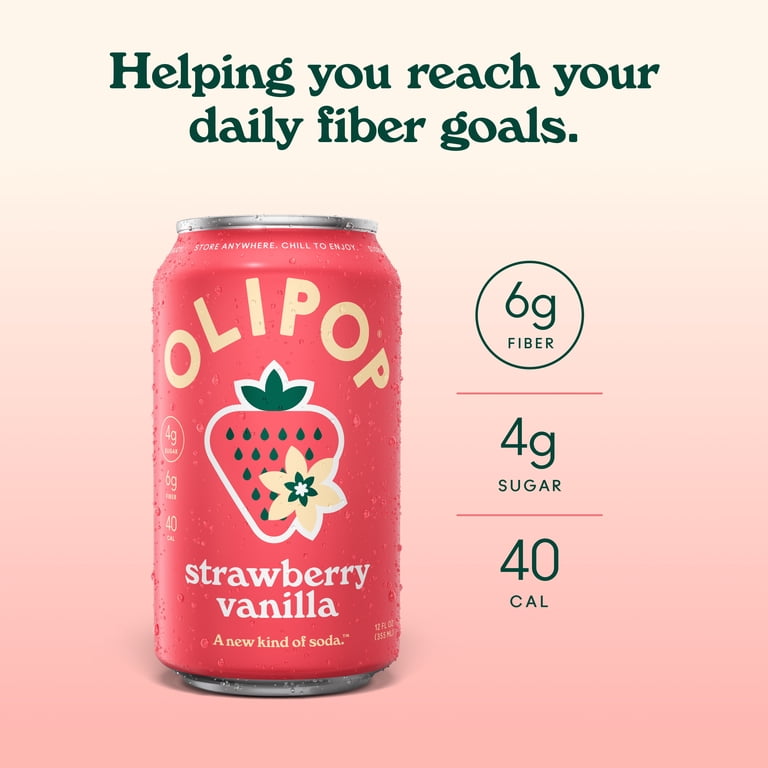 OLIPOP Strawberry Vanilla Prebiotic Soda, 12 fl oz, 4 Pack photo 3