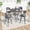 dark grey table-grey chairs, variant on Vicllax 5 Piece Outdoor Bistro Sets,Outdoor Bar Set with 35" Round Bar Table & Rattan Swivel Bar Stools, Modern Patio Furniture for Garden Balcony Yard, Gray&Gray