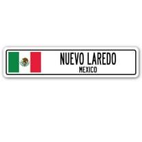 NUEVO LAREDO MEXICO Street Sign Mexican flag city country road wall gift