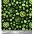 thumbnail image 1 of Soimoi Polyester Crepe Fabric Pear,Lemon & Watermelon Fruits Print Fabric by The Yard 52 Inch Wide, 1 of 3