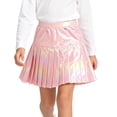 thumbnail image 5 of Girls Cosplay Skirts Holographic Metallic Pleated Mini Skirt Shiny High Waist A-Line Skort For Party Performance, 5 of 8