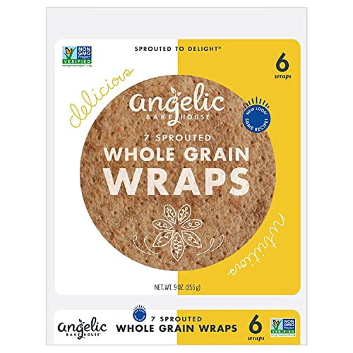 Angelic Bakehouse 7Grain Wraps / Tortillas 9 Ounce Sprouted Whole Grain Tortillas Vegan