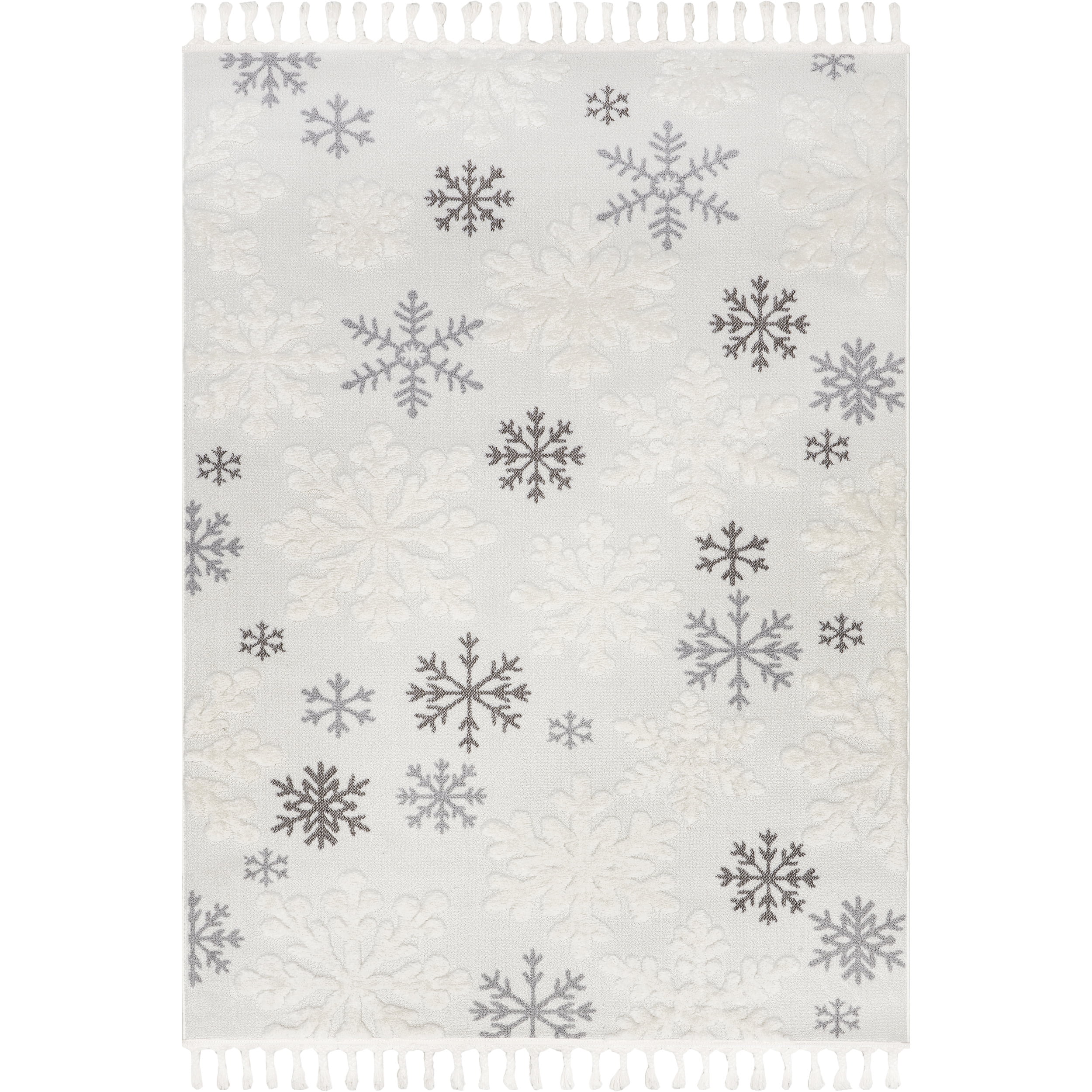 nuLOOM Unity High-Low Snowflake Tasseled Area Rug, 6' 7" x 9', Light Grey