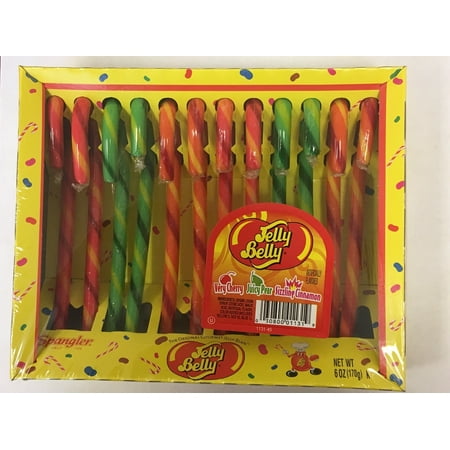 Jelly Belly Candy Canes Very Cherry, Juicy Pear, Cinnamon - 12 Canes