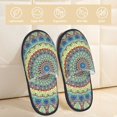 thumbnail image 2 of Balery Round Mandala1 Pantuflas de Casa de Felpa Silenciosas con Diseño Estampado, Zapatillas Cómodas Antideslizantes de Algodón para Interior-Medium, 2 of 8