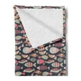 thumbnail image 2 of Nautical Soft Flannel Fleece Throw Blanket, Abstract Design Ornamental Fish Pattern Childish Doodle Style Print, Cozy Plush for Indoor and Outdoor Use, 50" x 60", Multicolor, by Ambesonne, 2 of 5