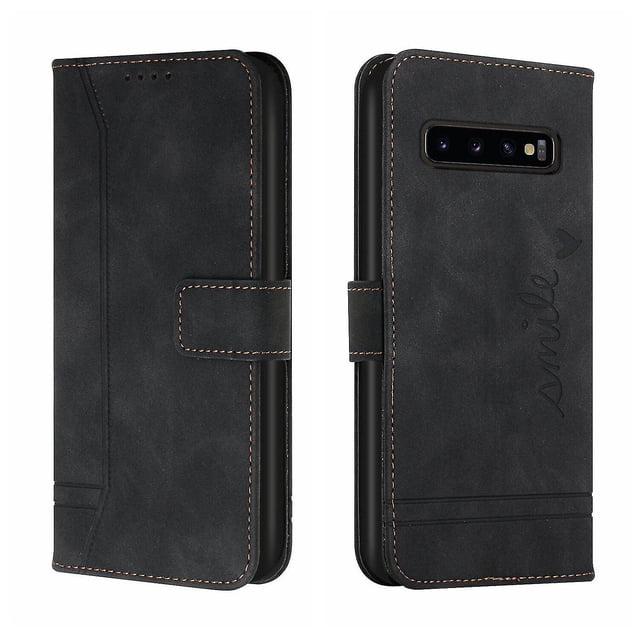 Funda con tapa estilo vintage para Samsung S10 Plus, ranura para múltiples tarjetas, protección total, estilo retro, material PU+TPU