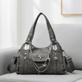 thumbnail image 5 of HUISZJ PU Leather Shoulder Bag, Large Capacity Crossbody Bag with Adjustable Strap, Y2k Messenger Bag for Women Work Shopping Travel (Gray), 5 of 6