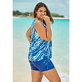 thumbnail image 3 of Swim 365 Women's Plus Size Chlorine Resistant Swim Tank Coverup With Side Ties, 3 of 5