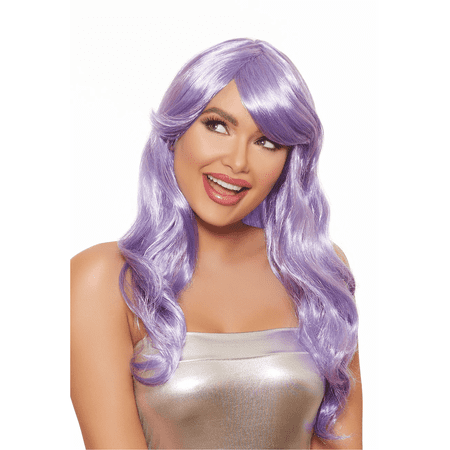 Women's Long Wavy Light-Up Wig With Peach Lights