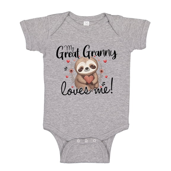 My Great Mimi Loves Me Sloth Baby Bodysuit One Piece NB Athletic Heather