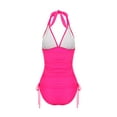 thumbnail image 3 of VISgogo Traje de baño femenino de 2 piezas, camisola de cuello halter de color sólido con cordón + bragas de bikini para mujer, S / M / L / XL / XXL VISgogo moda, 3 of 9