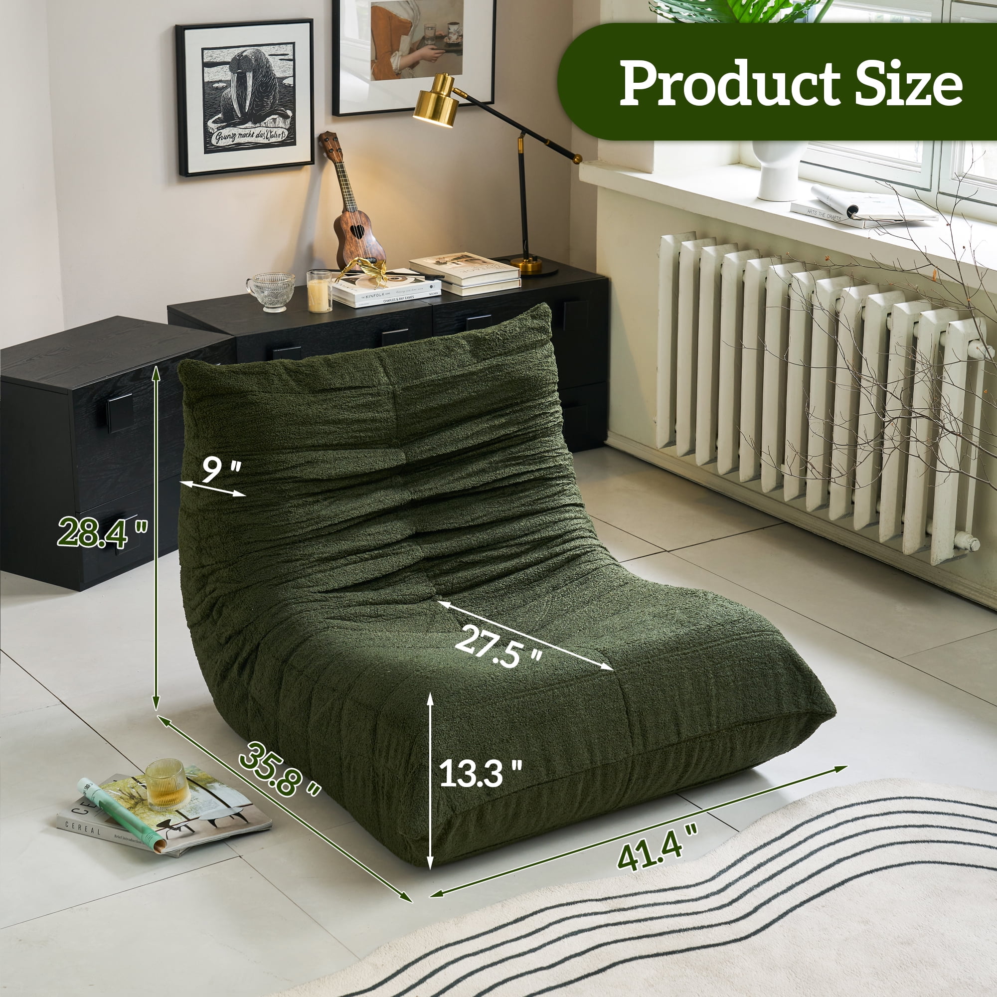 YINIX Adult Bean Bag Chairs for Living Room and Bedroom, Green