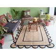 thumbnail image 2 of Area Rug Natural Jute Hand Braided Rug Navy Scalloped Runner, 2 of 8